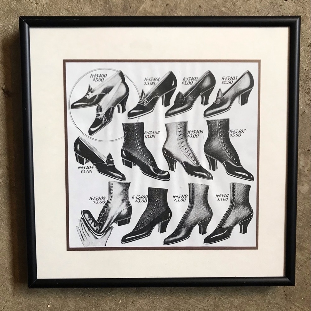 Framed Shoe Catalog Page Re-print